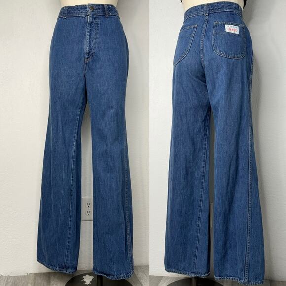30” Waist Vintage 70s Levi’s Wide Leg Jeans High Rise Flare Talon USA - Picture 1 of 10